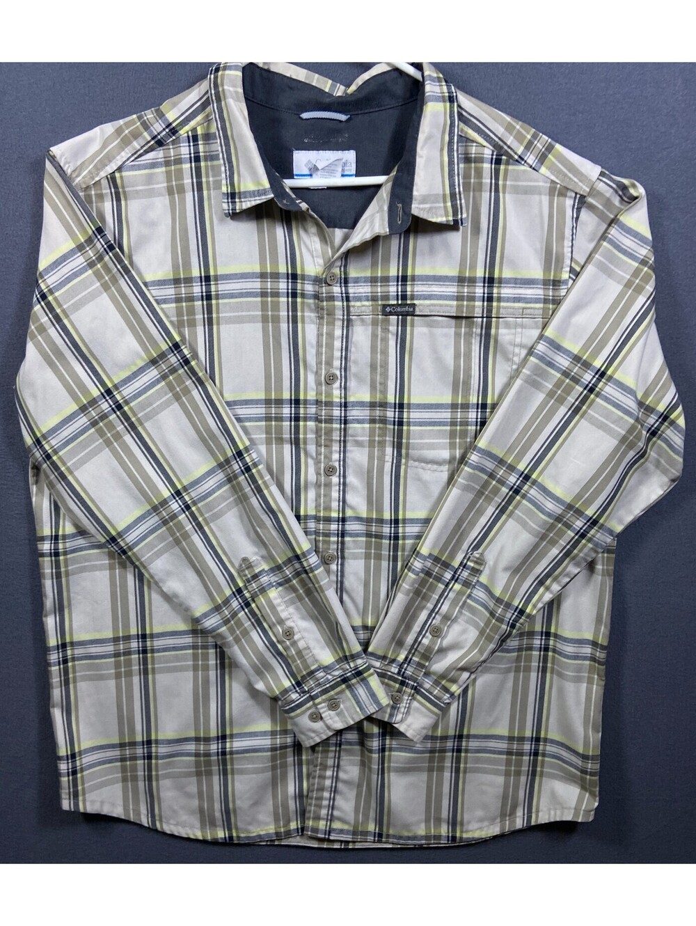 Columbia Shirt Vented Omni-Wick Button Up Mens XL White Plaid LS Gorpcore Hiking
